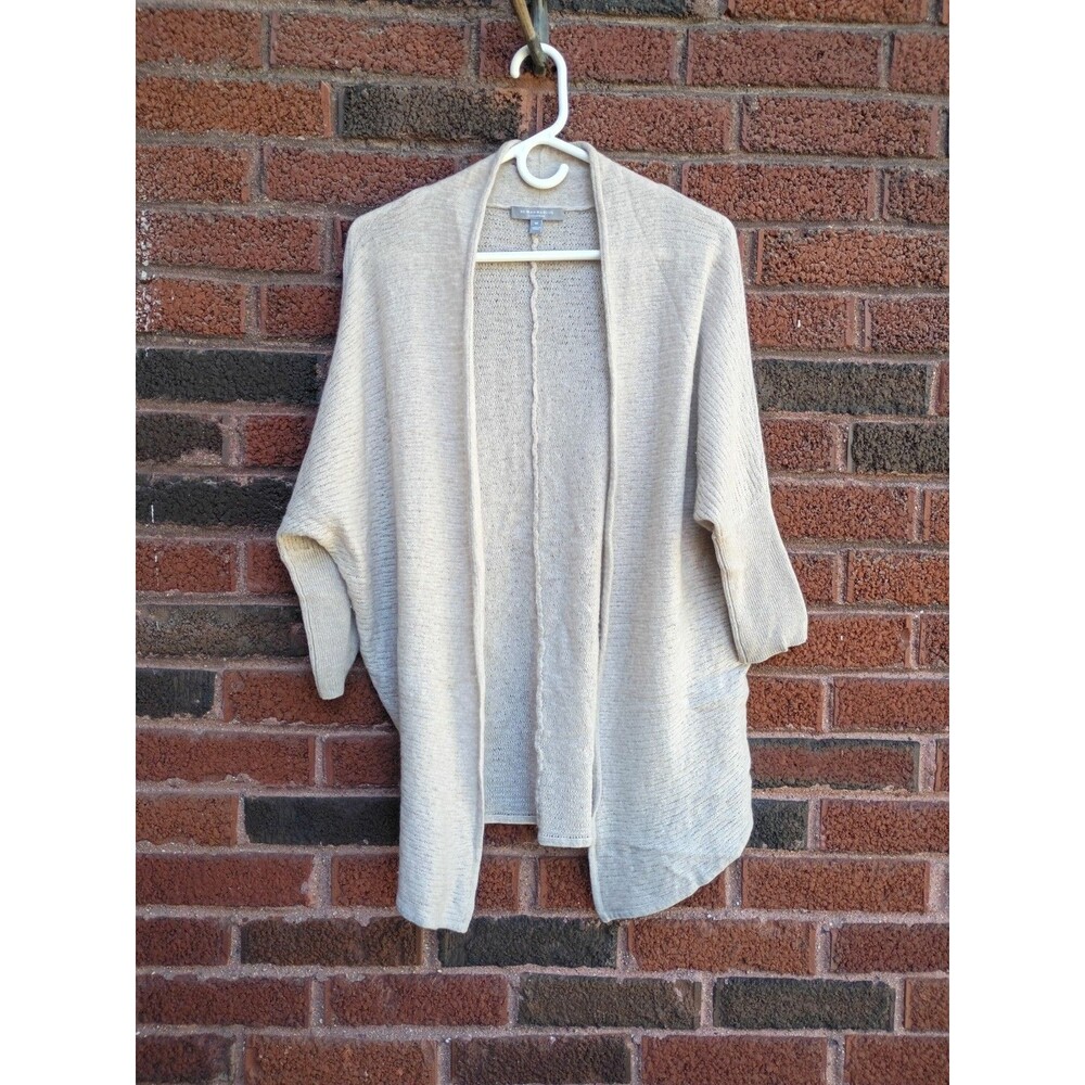 neiman marcus cashmere open cardigan size medium oatmeal Beige Color